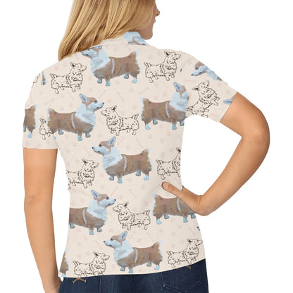 Pembroke Welsh Corgis Pattern Print Design A03 Women's Polo Shirt