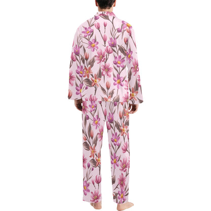 Summer Floral Pattern Print Design SF09 Men's Long Pajama Set