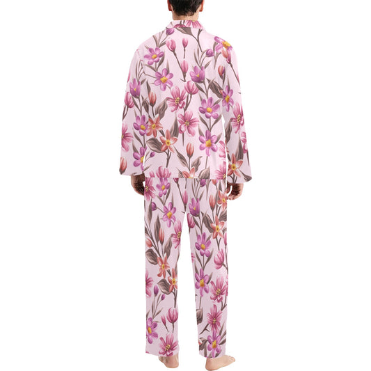 Summer Floral Pattern Print Design SF09 Men's Long Pajama Set