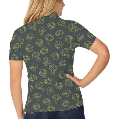 Broccoli Pattern Print Design 01 Women's Polo Shirt
