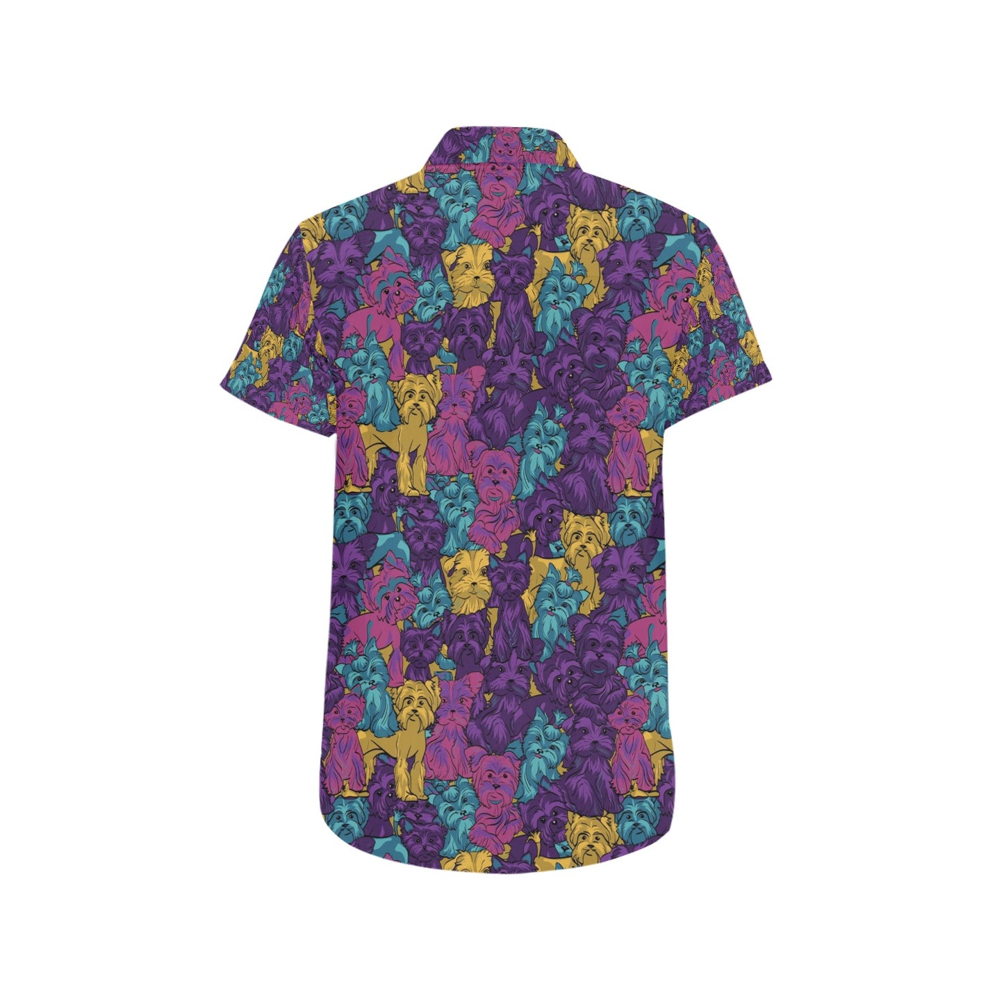 Yorkshire Terriers Print Design LKS3010 Men Short Sleeve Button Up Shirt