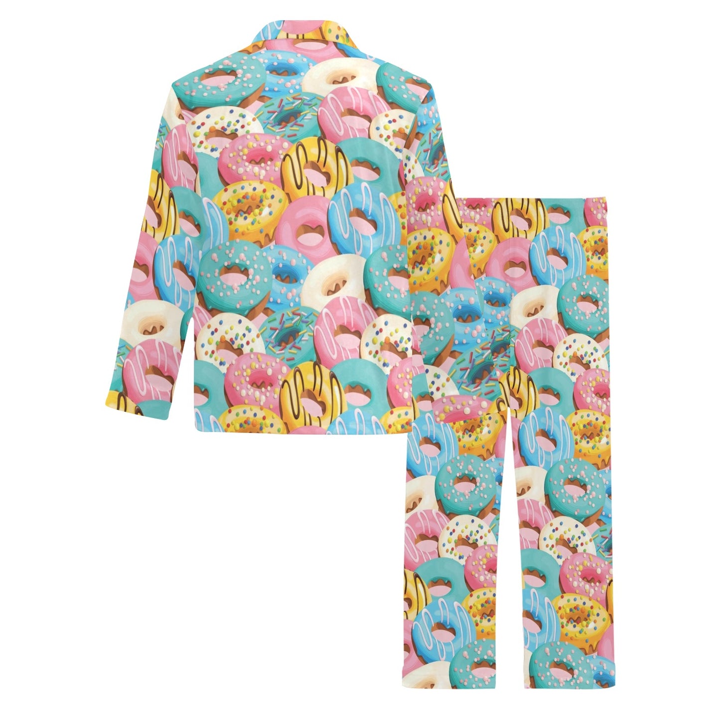 Donut Pattern Print Design DN01 Men's Long Pajama Set