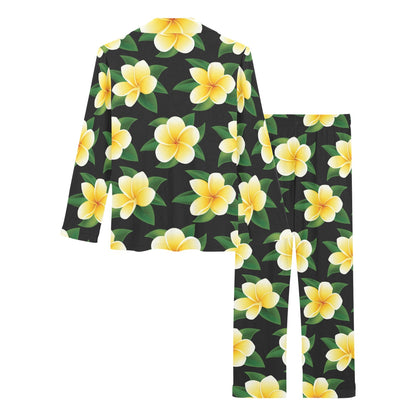 Plumeria Pattern Print Design A03 Women's Long Pajama Set