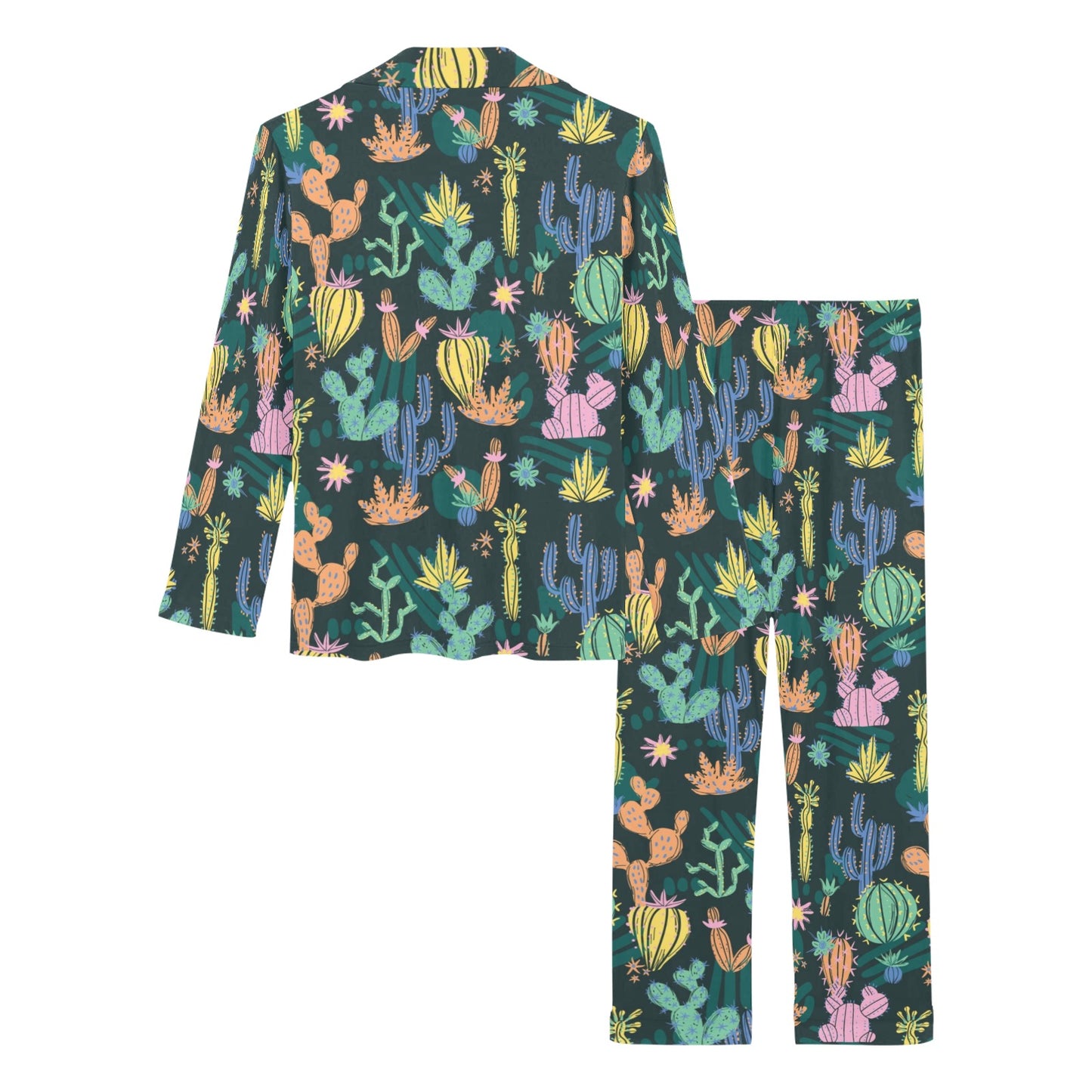 Cactus Pattern Print Design 05 Women's Long Pajama Set