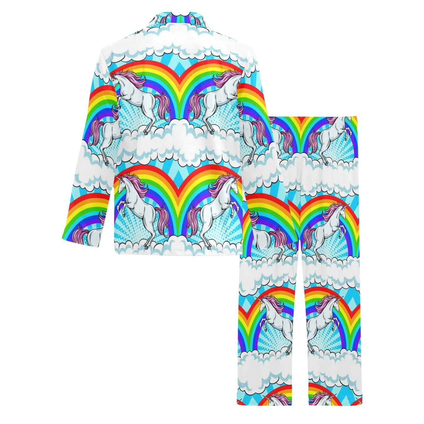 Unicorn Rainbow Men's Long Pajama Set