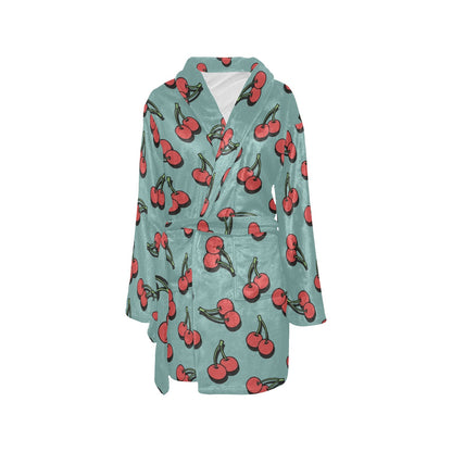 Cherry Pattern Print Design CH03 Women's Fleece Robe