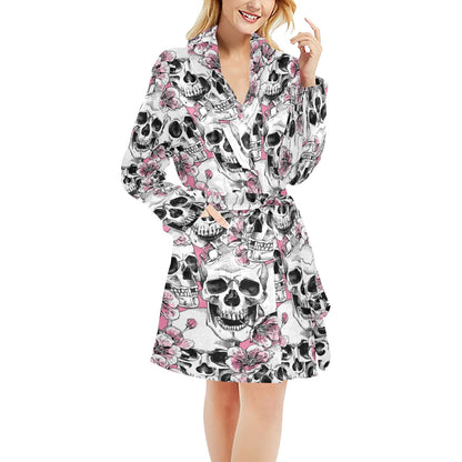 Cherry Blossom Pattern Print Design CB03 Women's Fleece Robe