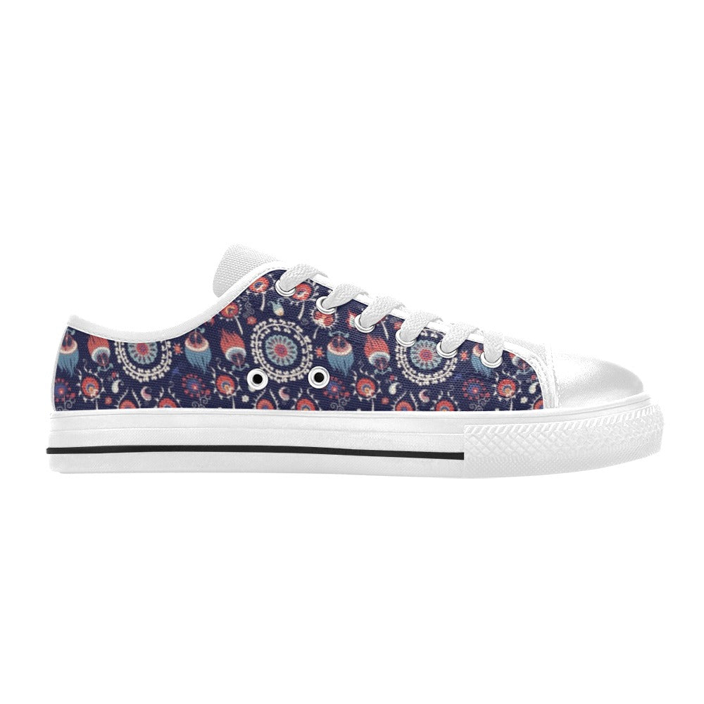 Suzani Print Design LKS305 Women's White Low Top Shoes