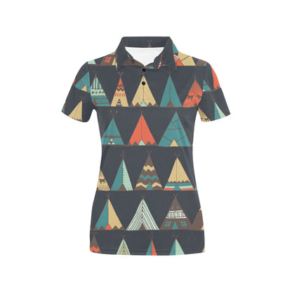 Tribal native american tent Aztec Women's Polo Shirt