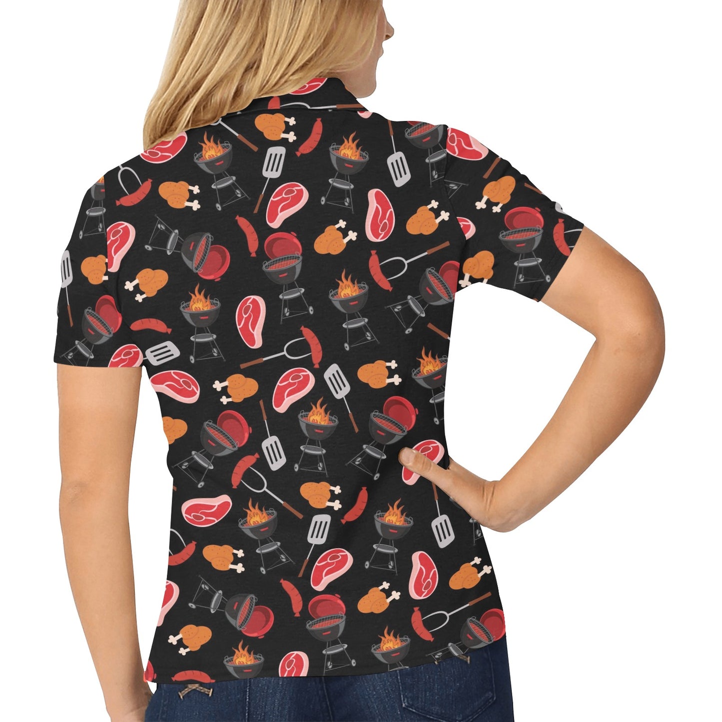 Barbecue Pattern Print Design 04 Women's Polo Shirt