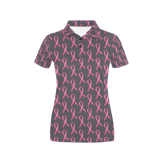 Breast Cancer Awareness Pattern Women's Polo Shirt