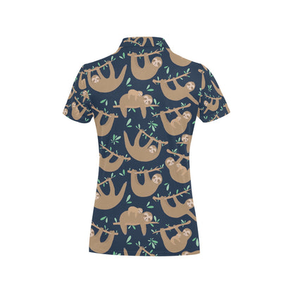 Sloth Print Design LKS307 Women's Polo Shirt