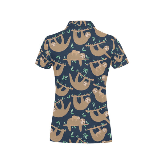 Sloth Print Design LKS307 Women's Polo Shirt