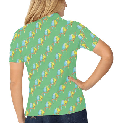 Budgerigar Pattern Print Design 01 Women's Polo Shirt