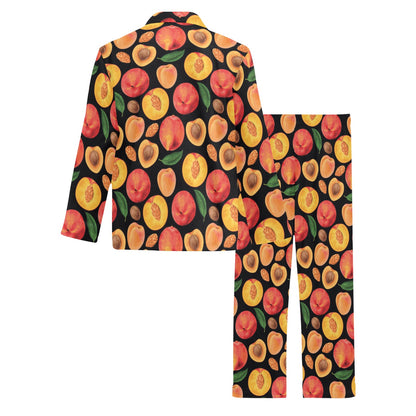 Peach Pattern Print Design A02 Men's Long Pajama Set