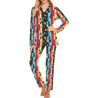 Jazz Pattern Print Design 02 Women's Long Pajama Set