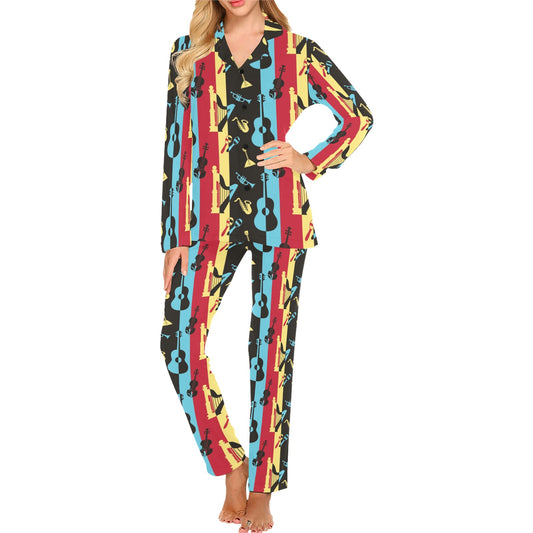 Jazz Pattern Print Design 02 Women's Long Pajama Set