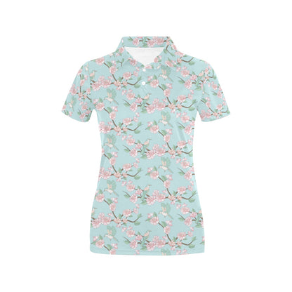 Cherry Blossom Pattern Print Design 02 Women's Polo Shirt
