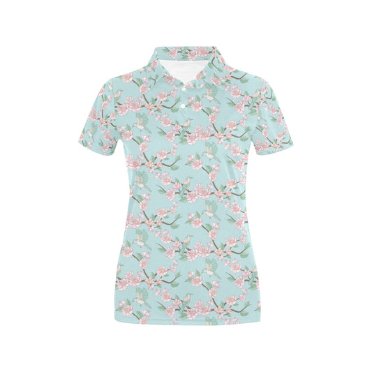 Cherry Blossom Pattern Print Design 02 Women's Polo Shirt