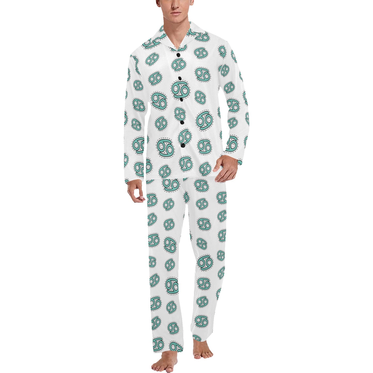 Cancer Zodiac Pattern Print Design 04 Men's Long Pajama Set