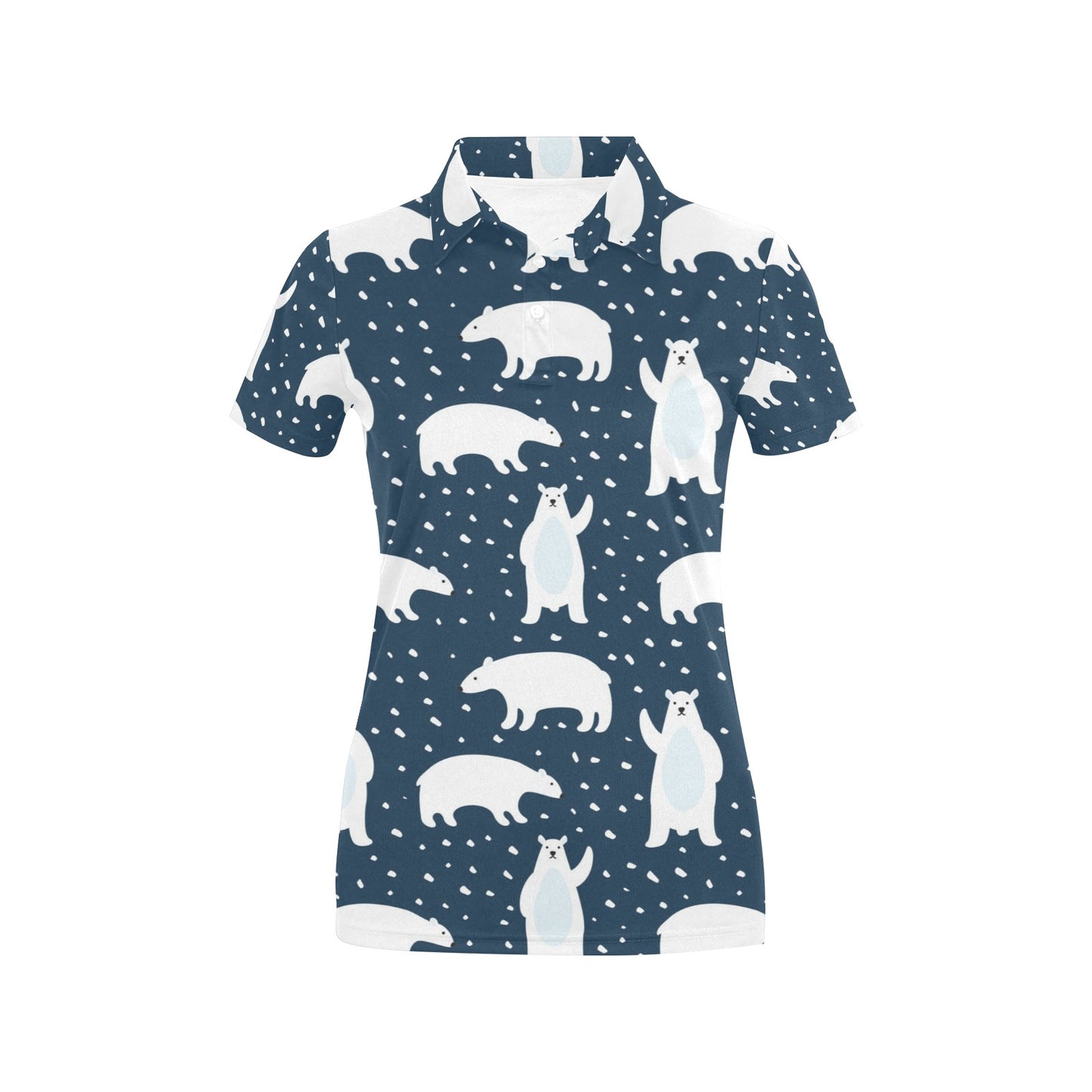 Polar Bear Pattern Print Design A02 Women's Polo Shirt