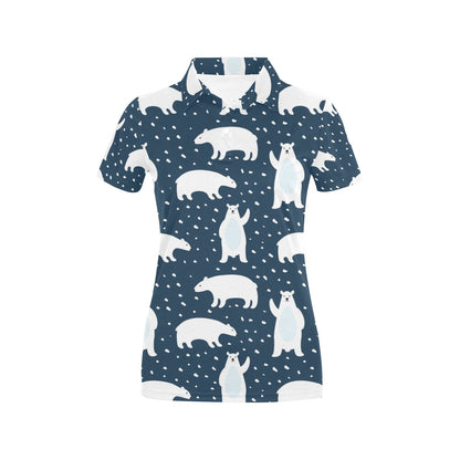 Polar Bear Pattern Print Design A02 Women's Polo Shirt