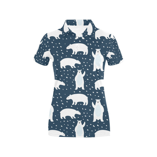 Polar Bear Pattern Print Design A02 Women's Polo Shirt