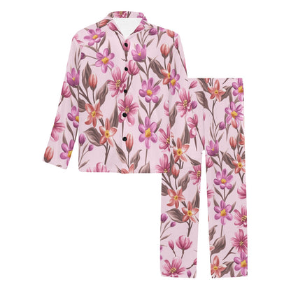Summer Floral Pattern Print Design SF09 Men's Long Pajama Set