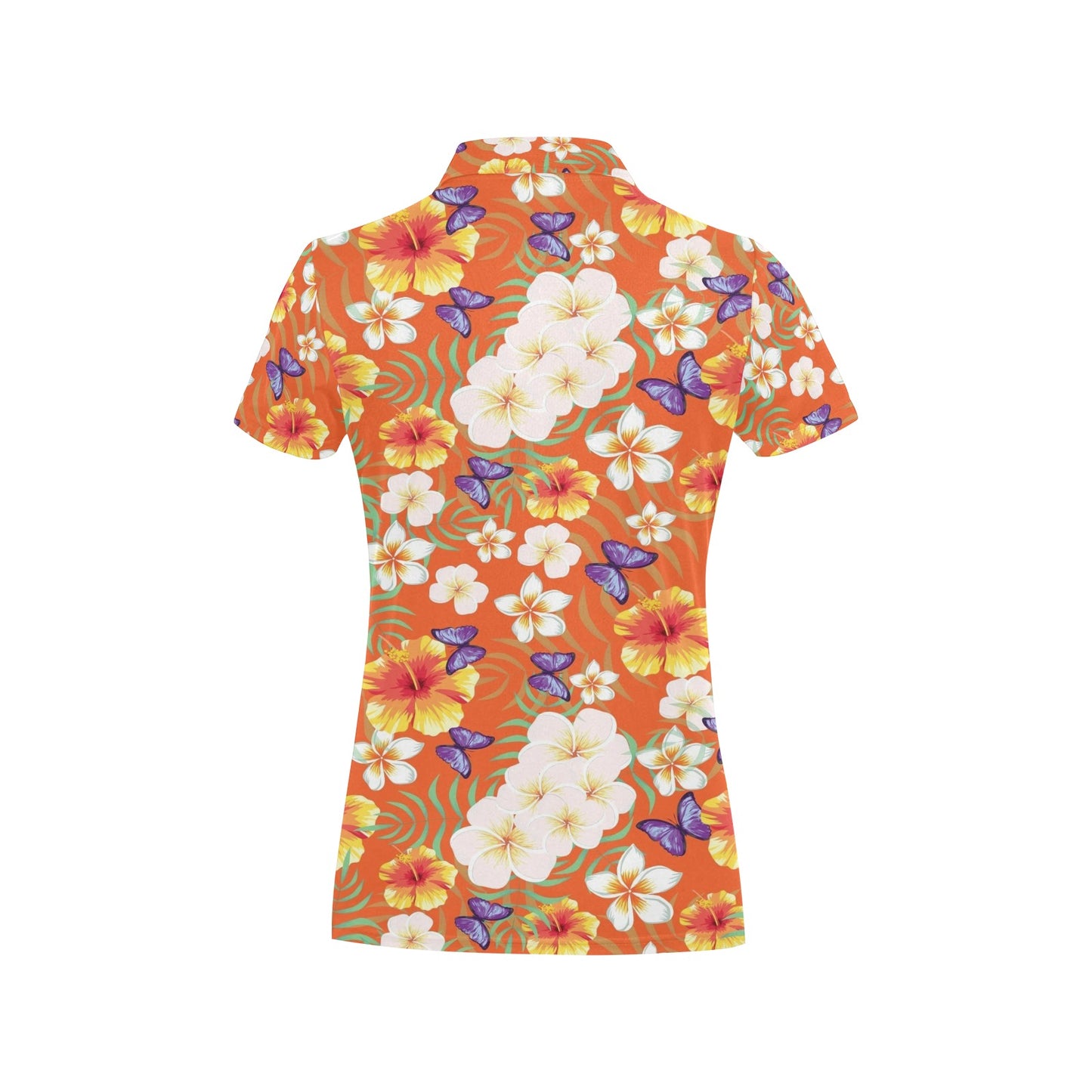 Tropical Flower Pattern Print Design TF027 Women's Polo Shirt