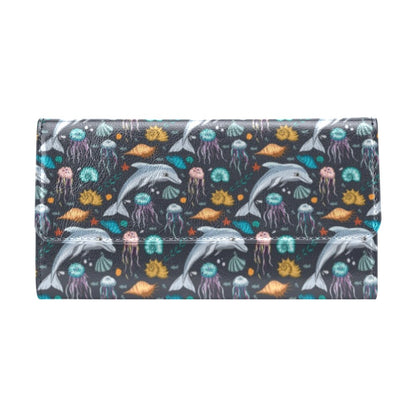 Underwater Dolphin Print Design LKS304 Women's Trifold Wallet