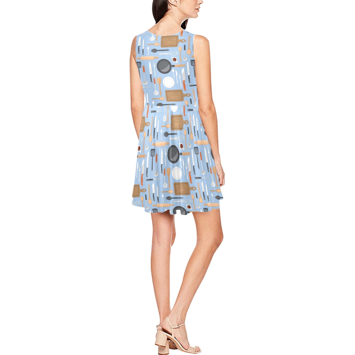 Cooking Kitchen Tools Pattern Print Design 02 Sleeveless Dress