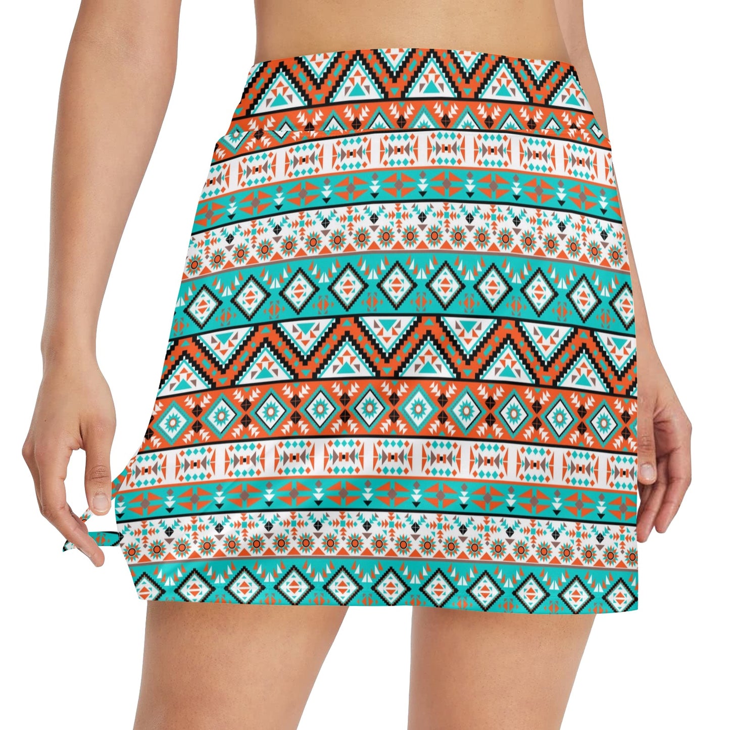 Navajo Style Print Pattern 17" Golf & Pickleball Skort with Pockets