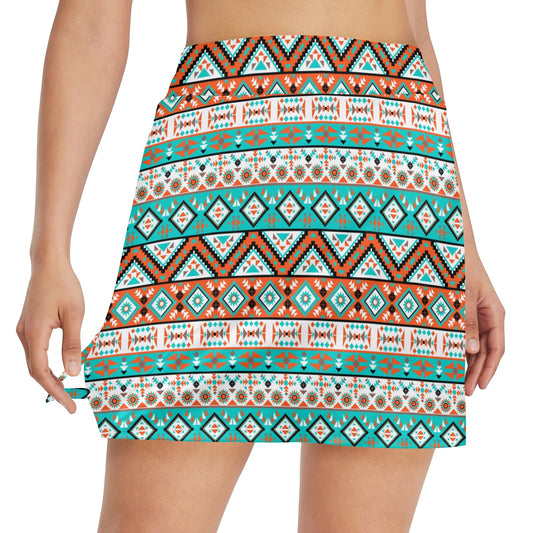 Navajo Style Print Pattern 17" Golf & Pickleball Skort with Pockets