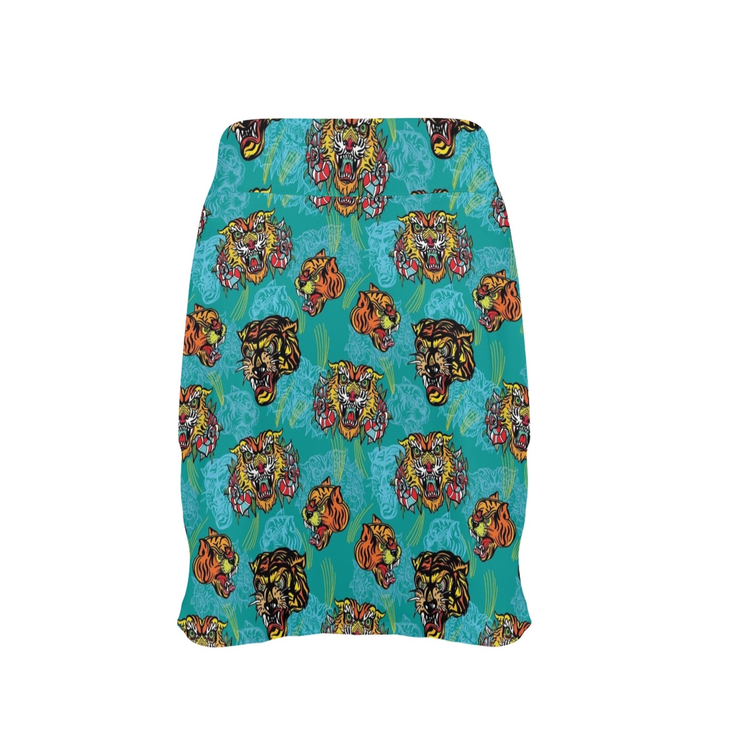 Tattoo Tiger Head Print Design LKS304 17" Golf & Pickleball Skort with Pockets