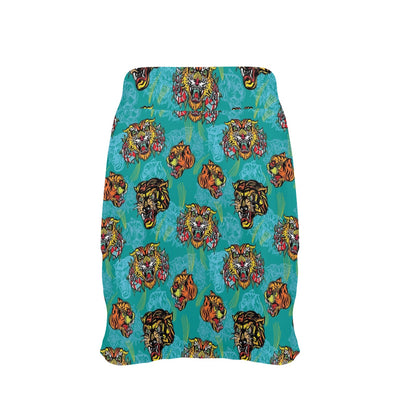 Tattoo Tiger Head Print Design LKS304 17" Golf & Pickleball Skort with Pockets