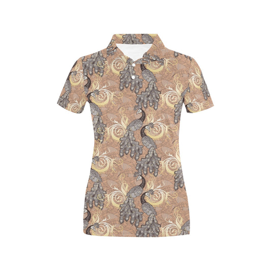 Peacock Pattern Print Design A05 Women's Polo Shirt
