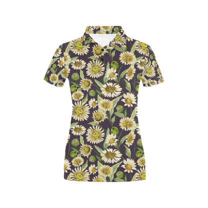 Daisy Vintage Print Pattern Women's Polo Shirt