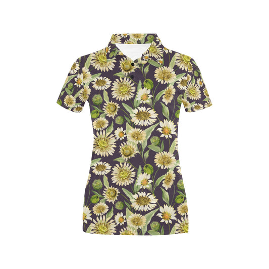 Daisy Vintage Print Pattern Women's Polo Shirt