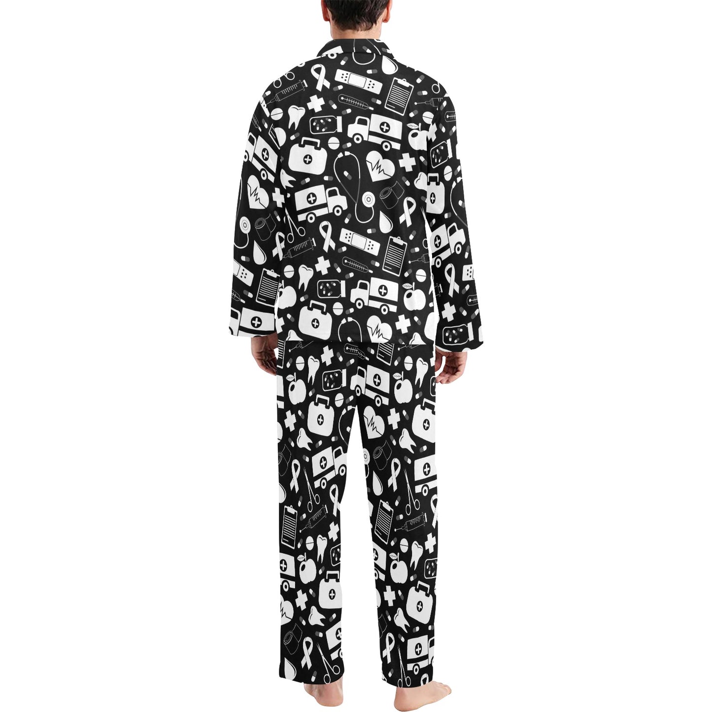 Medical Pattern Print Design 01 Men's Long Pajama Set