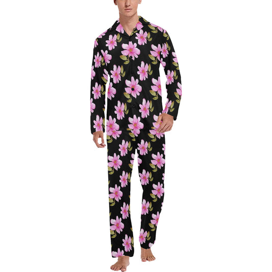 Magnolia Pattern Print Design MAG06 Men's Long Pajama Set