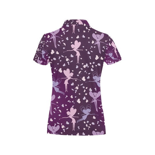 Fairy Pink Print Pattern Women's Polo Shirt