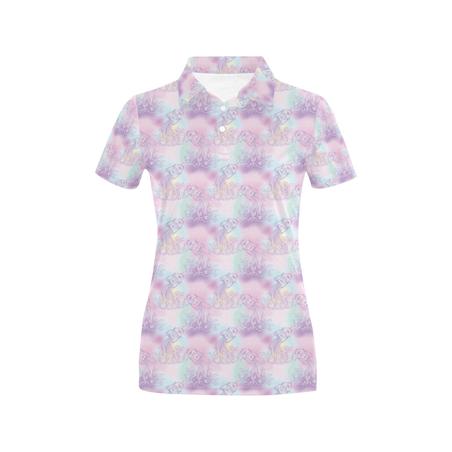 Aquarius Zodiac Pattern Print Design 01 Women's Polo Shirt