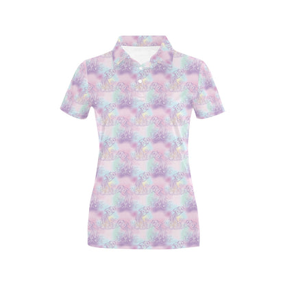 Aquarius Zodiac Pattern Print Design 01 Women's Polo Shirt
