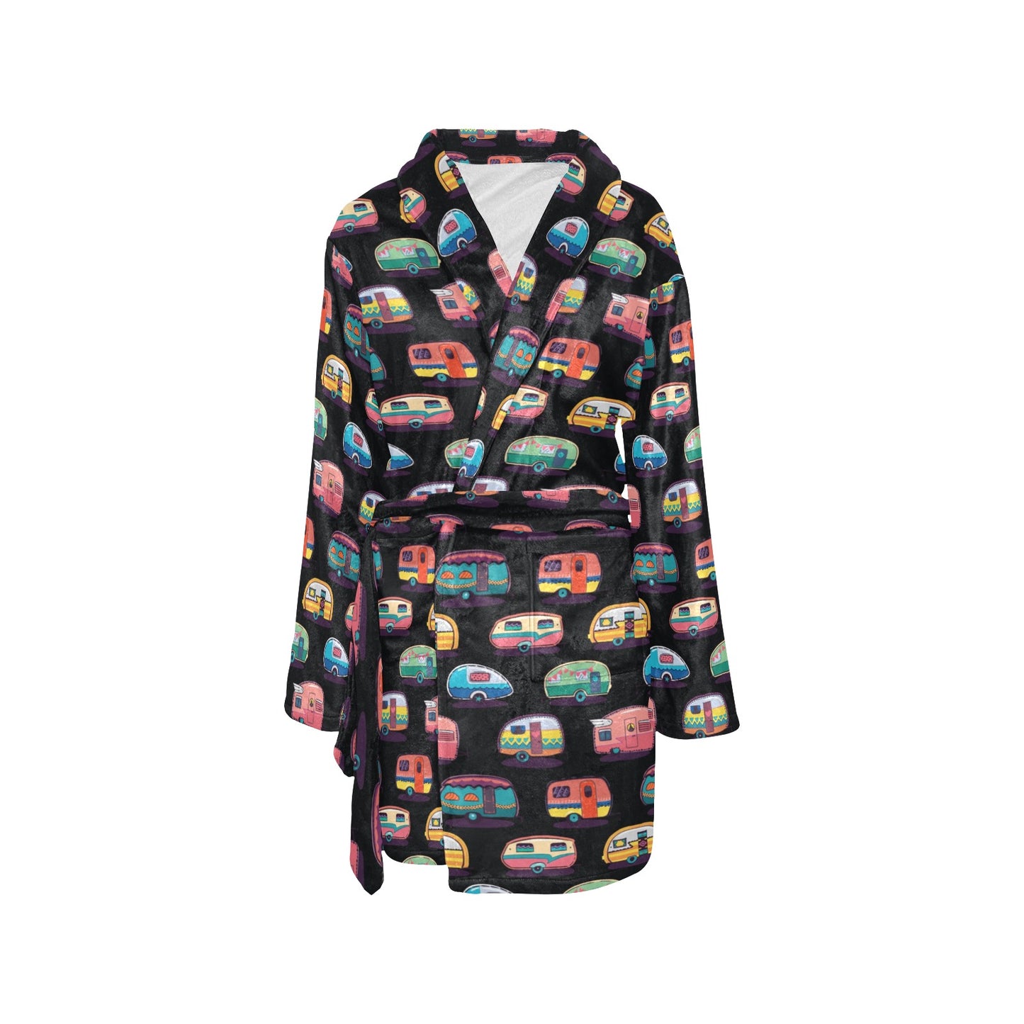 Camper Camping Pattern Women's Fleece Robe