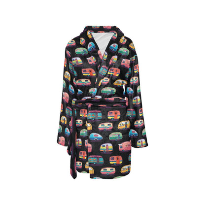 Camper Camping Pattern Women's Fleece Robe