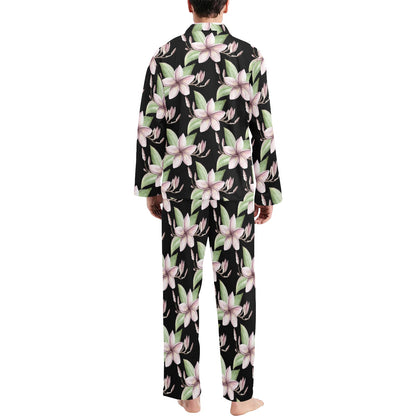 Plumeria Pattern Print Design PM02 Men's Long Pajama Set