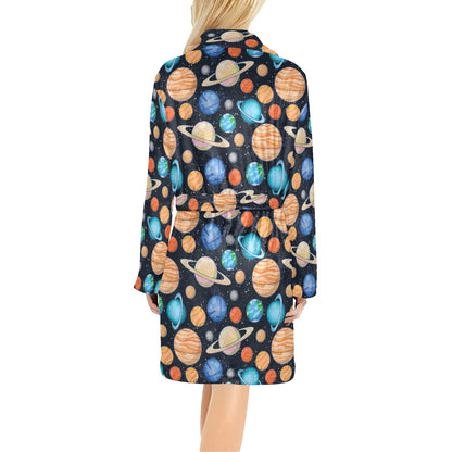 Planet Colorful Print Design LKS301 Women's Fleece Robe