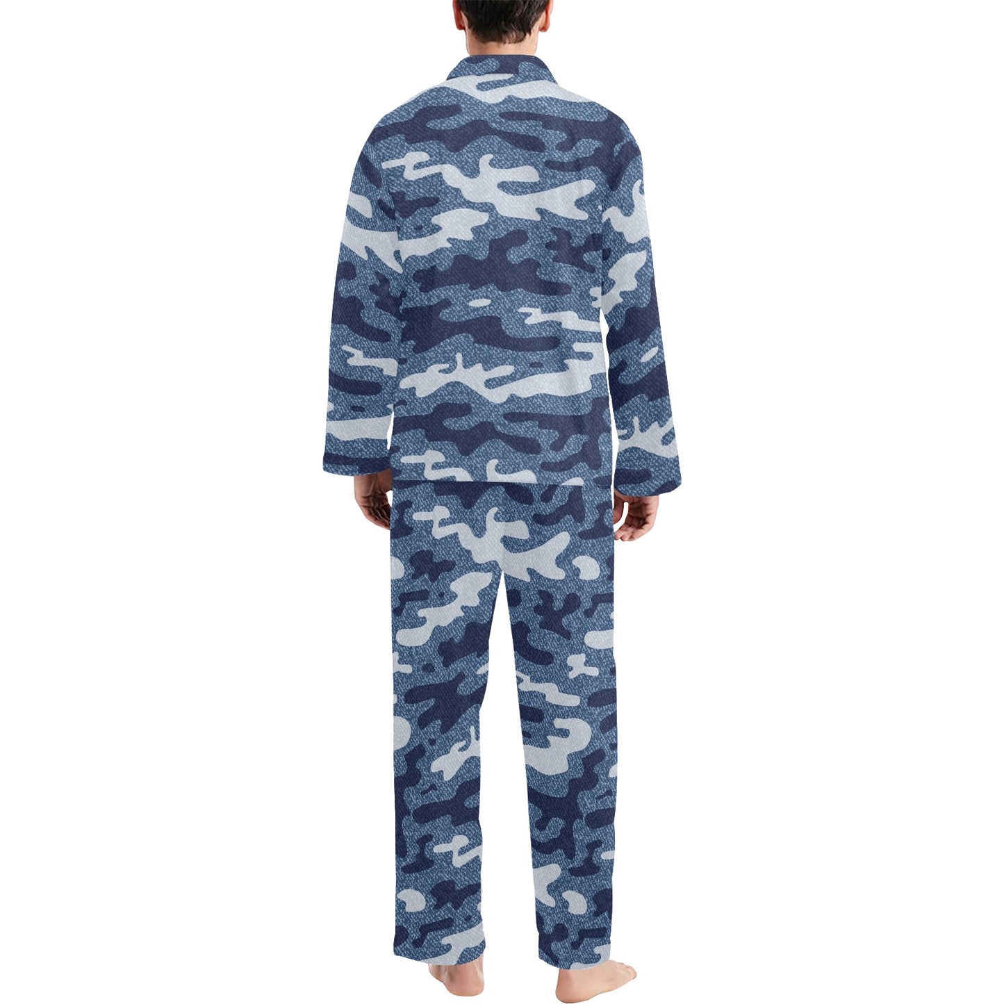 Jean Camouflage Pattern Print Design 05 Men's Long Pajama Set