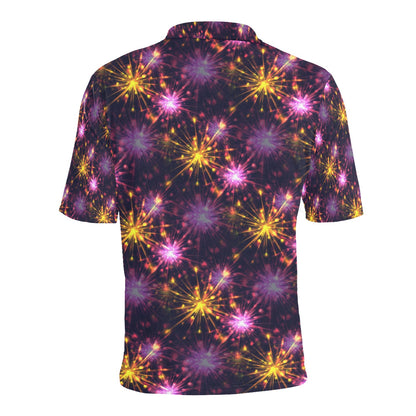 Firework Print Design LKS303 Men Polo Shirt