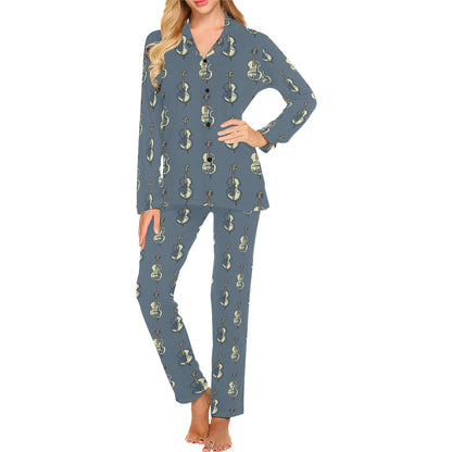 Violin Print Design LKS403 Women's Long Pajama Set